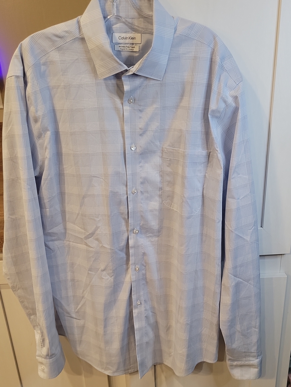 Calvin Klein Light Blue Windowpane Dress Shirt